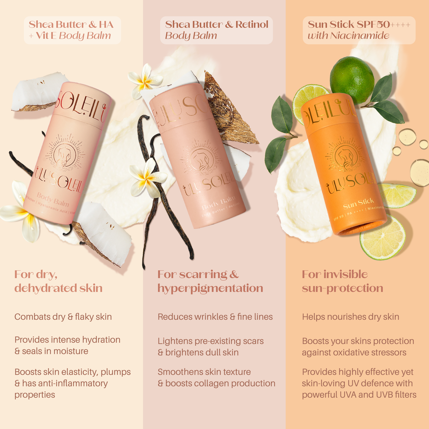 Stick Trio - HA, Retinol, Sun Stick